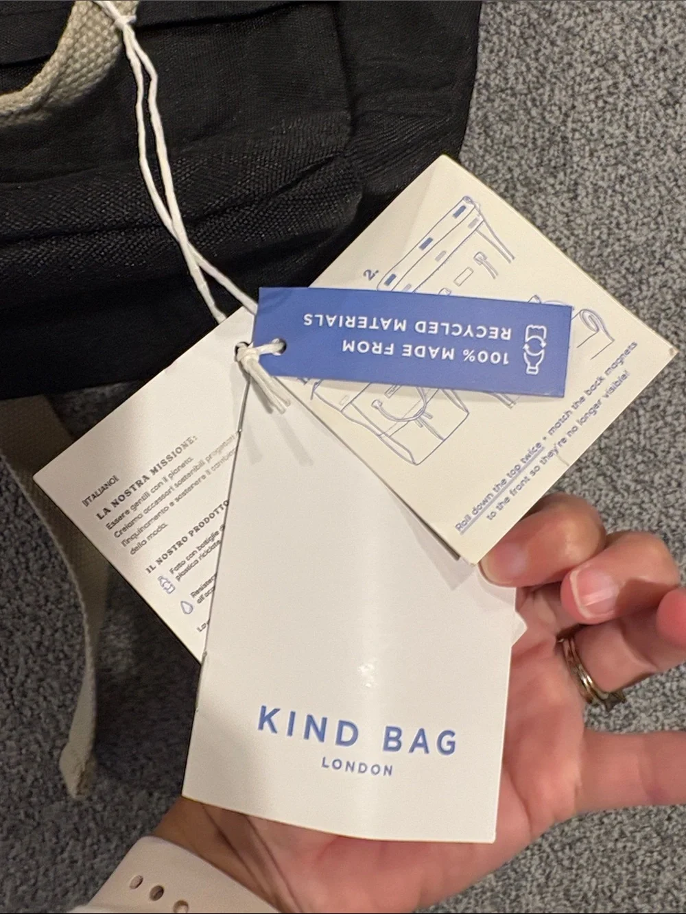 Kind Bag London Backpack with Cream Handles